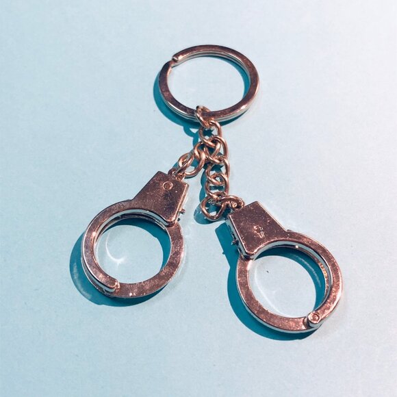 Mini Handcuff Keychain - Silver Metal Novelty Key Ring - Unique Gift - Picture 1 of 2